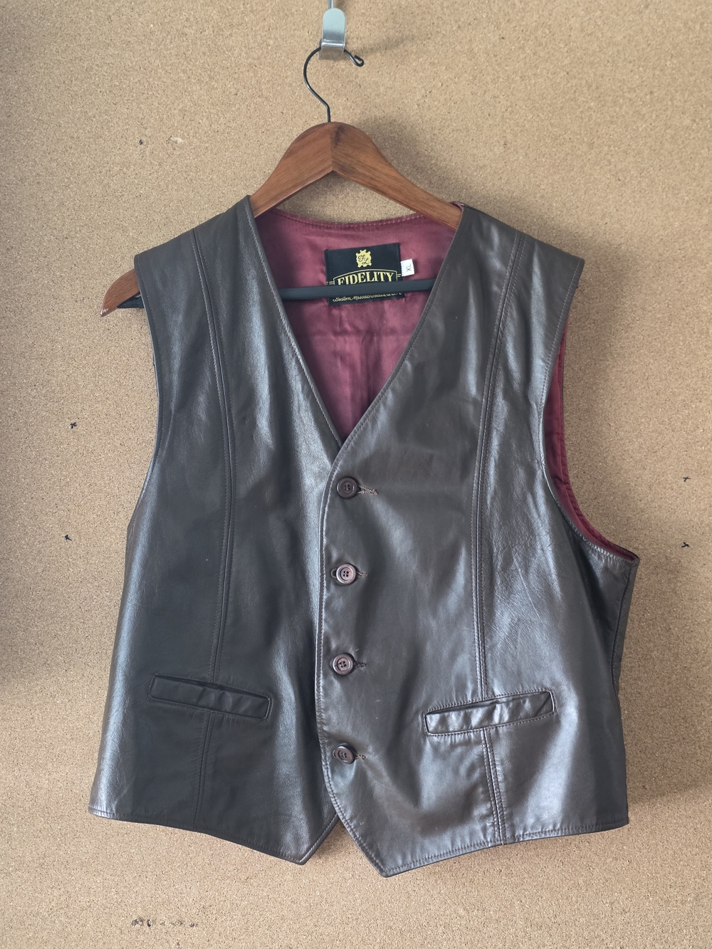 Vintage 70s Fidelity Leathers Brown Leather Vest Mens XL L Western Streetwear